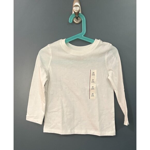 NEW Cat & Jack Toddler Boys White Long-Sleeve T-Shirt 3T Cotton Blend - Picture 2 of 4